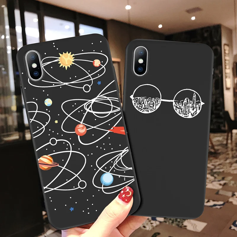 

Ottwn Luxury Case For iPhone 6 6s 7 8 Plus 5 5s SE Soft TPU Bird Cat Planet Partern Cover For iPhone X XS XR XS Max Phone Case