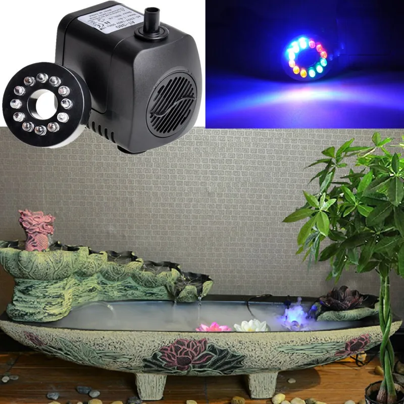 Mrosaa 15W LED Light Submersible Water Pump Fountain pump Kit Silent outdoor Hydroponic Aquarium Air Fish Tank Pond pumps