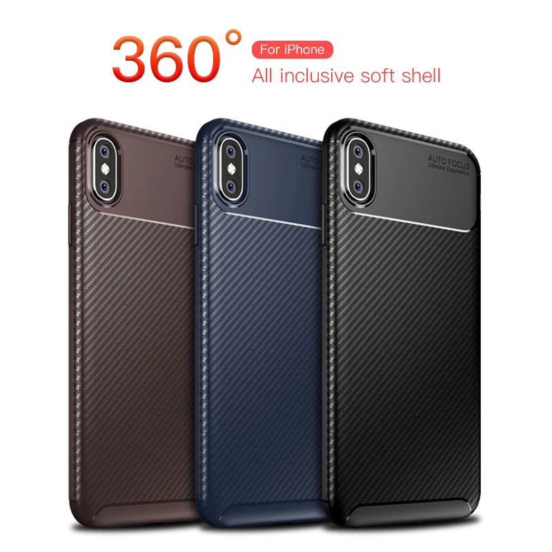 Best Luxury Case For iPhone 6 6S 7 8 Plus Soft TPU Silicon Carbon Fiber Shockproof Phone Case For iPhone X XR XS Max Back Cover Coque