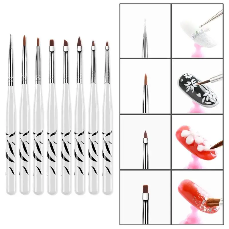 

8pcs/set Nail Tools Nail Brush Dotting Painting Drawing Pen Nail Art Brush Gel Polish Brushes Tools Gel Painting Pen