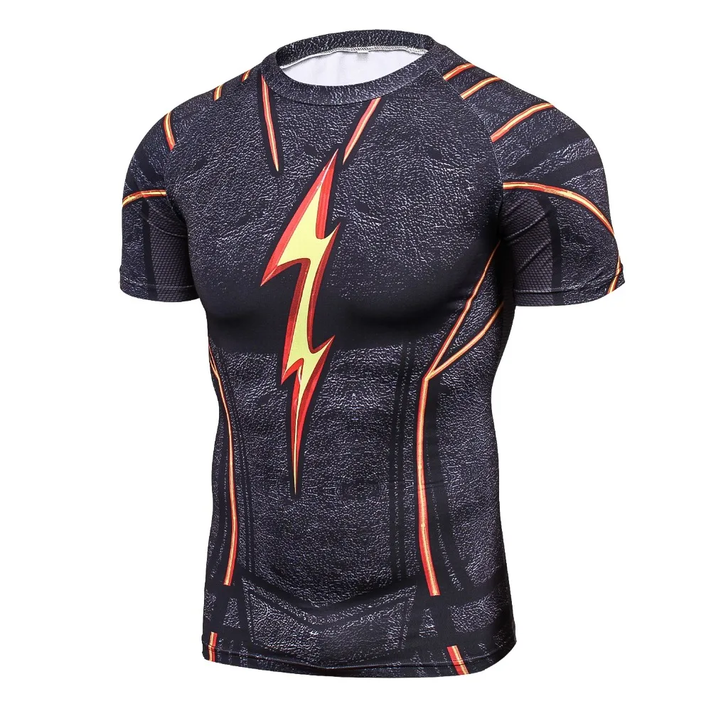 

Cool Men Black Flash 3D Printing Compression Shirt Avengers Costume Comics Superhero T Shirts Youth Fitness running t shirt