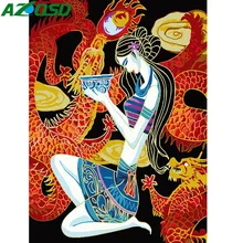 AZQSD DIY масляная краска женщина краска по номерам Loong paint Холст Картина украшение дома ручная краска ed Современная K133