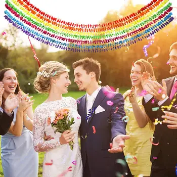 

7pcs/set Hawaiian Rainbow Seven-Color Buntings Flower Strip Set Party Scene Arrangement Outdoor Indoor Wedding Birthday Decor