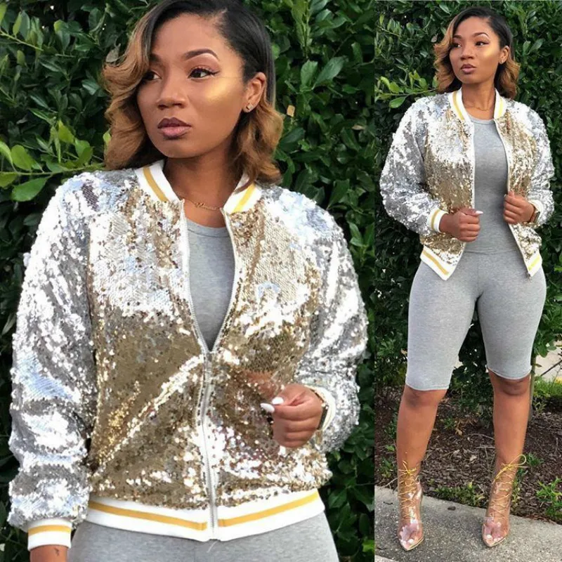 

sparkly sequin glitter jaqueta feminina coat women Autumn Winter harajuku streetwear jackets clothes women ladies coats