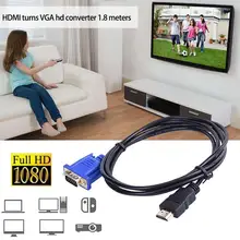 Универсальный ГБ/сек. 10,2 HDMI к VGA HD конвертер Кабель ПВХ HDMI штекер VGA15 Pin 1,8 м Длина видео кабель адаптер