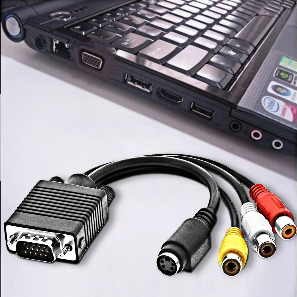 brand new SOONHUA PC Computer Adapter Cable VGA to TV S-Video HD AV TV Out Converter Adapter Cables electric accessories