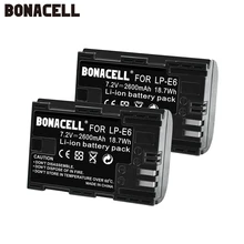 Bonacell 2600 мА/ч, LP-E6 цифровой Камера Батарея для цифровой однообъективной зеркальной камеры Canon EOS 5D Mark II 2 III 3 6D 7D 60D 60Da 70D 80D DSLR EOS 5DS lp e6 L50
