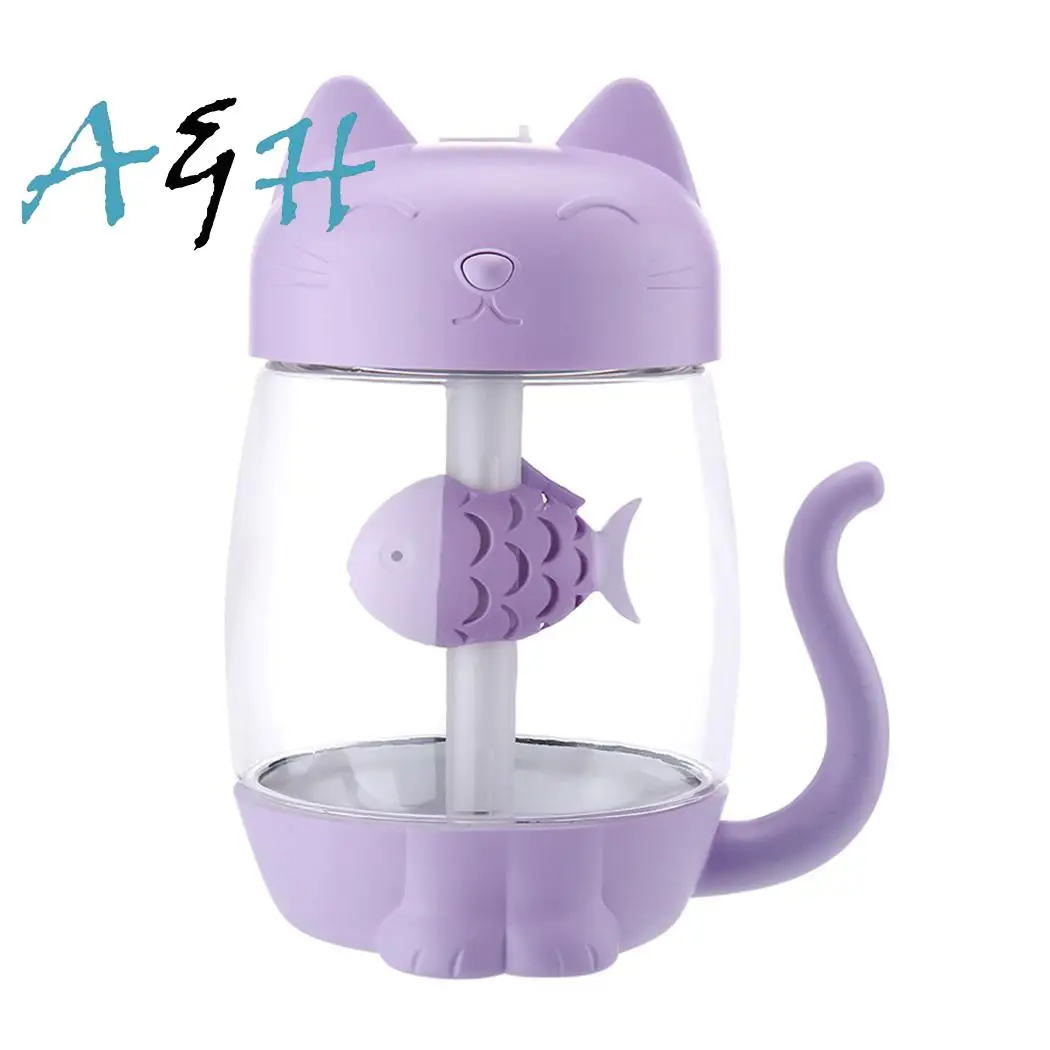 

3 in 1 350ML USB Cat Air Humidifier Ultrasonic Cool-Mist Adorable Mini Humidifier With LED Light Mini USB Fan for Home office