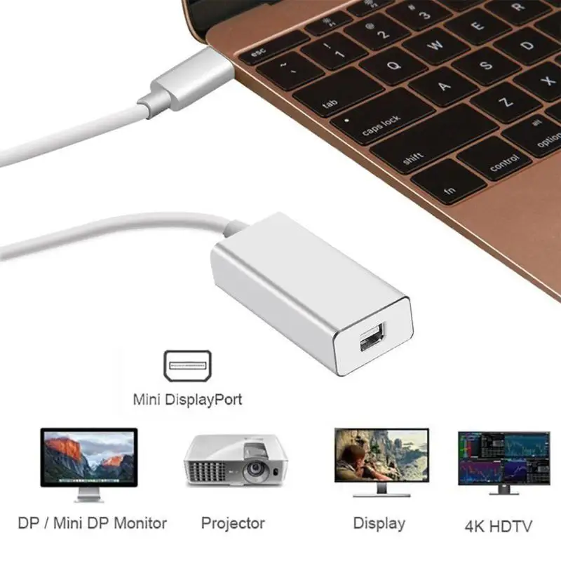 Aluminum USB 3.1 Type C to Mini DisplayPort Adapter Cable USB C Male to
