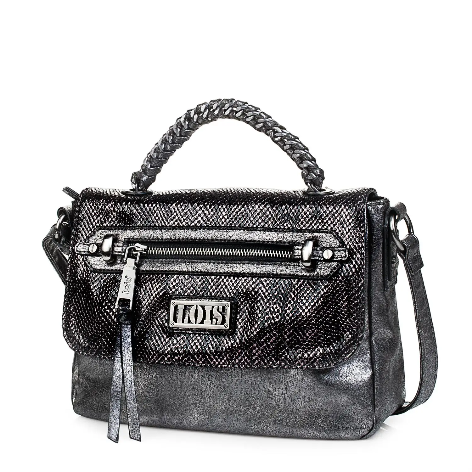 Lois Collectables сумка для женщин с ручкой из кожи PU цвет серый металлик 94515
