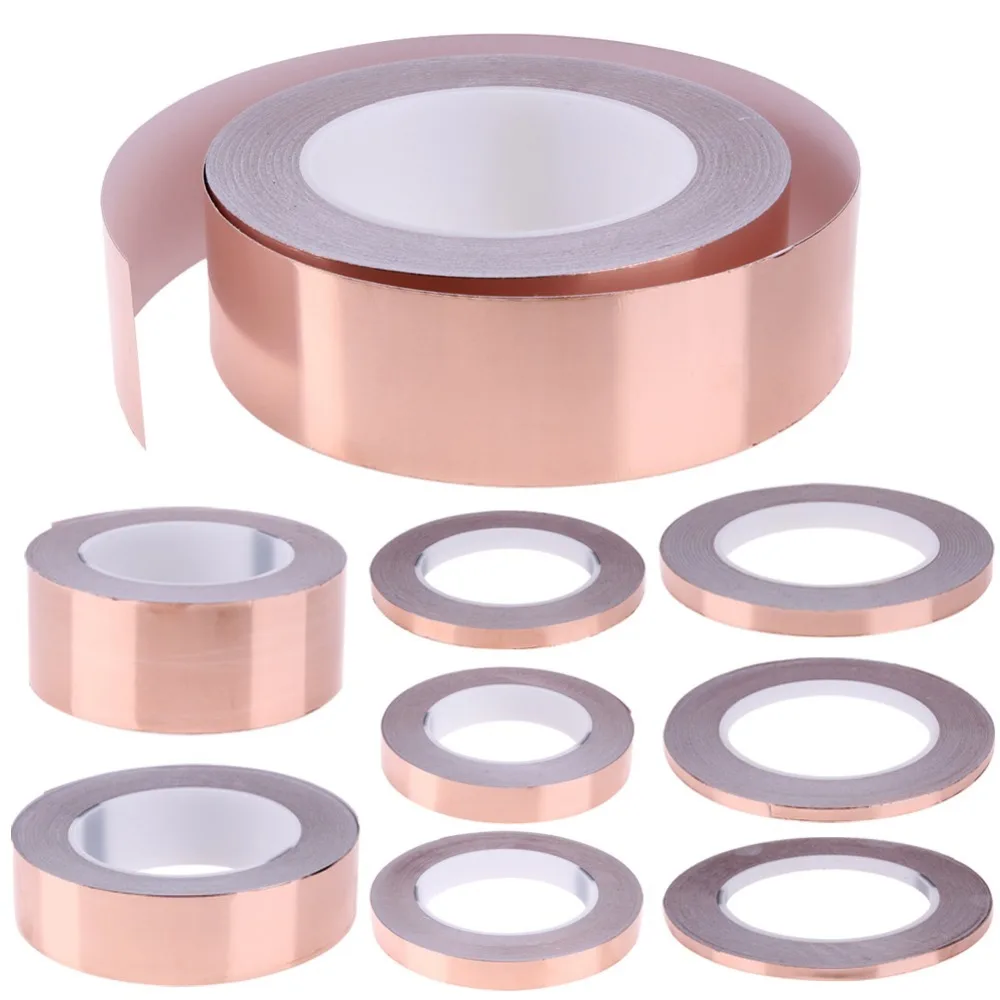 30 Meters Single Side Conductive Copper Foil Tape Strip Adhesive EMI Shielding Heat Resist Tape 5mm 6mm 8mm 10mm