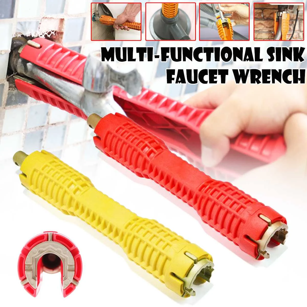 

Bathroom Faucet Sink Installer Wrench Anti-Slip Handle Double Head Wrench Tool Extra-long design Wrench Tools