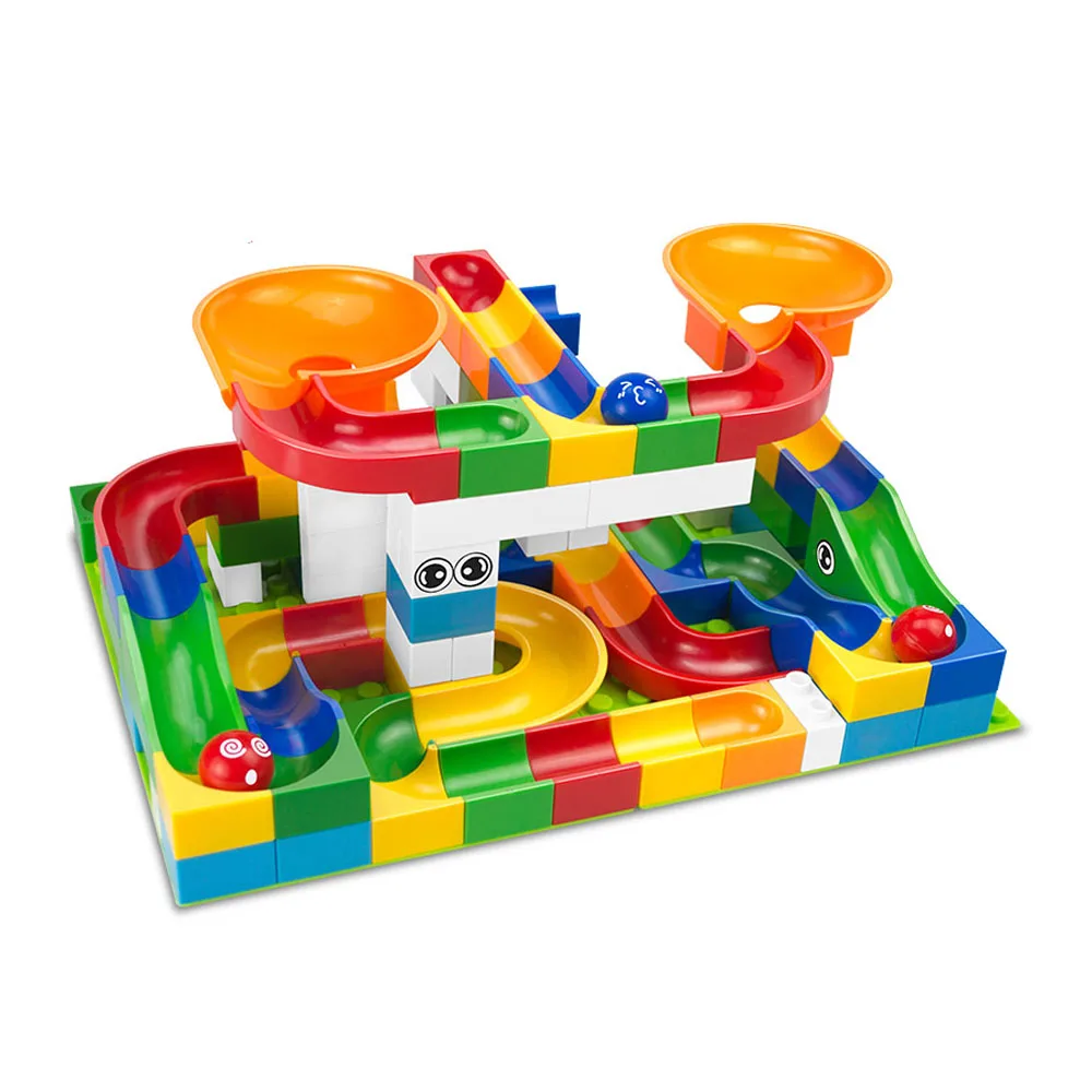 

New Arrival 52Pcs Construction Marble Race Run Maze Balls Track Building Blocks Big Size Educational Bricks Compatible