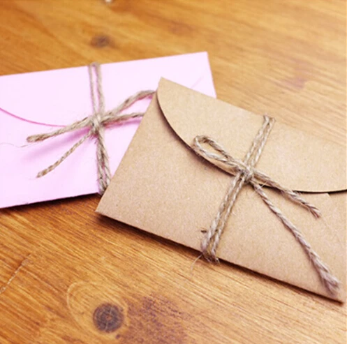 

10PCS 9*6CM Small Folding e16 Cute w41 Simple for e04 e11 Brown Pink solid color Storage Party Paper Envelope Bag
