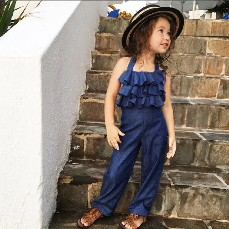 

PUDCOCO Newest Toddler Kids Girls Denim Bib Pants Open Back Romper Jumpsuit Playsuit Outfits Clothes