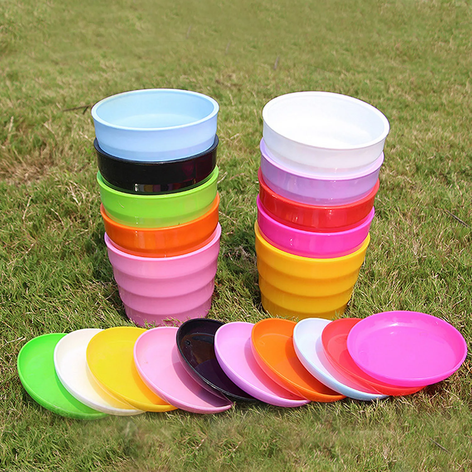 

Behogar 10 Packs 500ML Colorful Round Resin Flower Plant Pots with Saucers Trays Random Mixed Colors