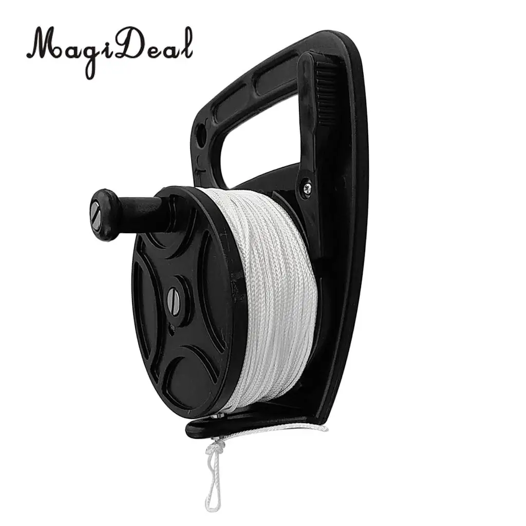 

Black Plastic Compact Scuba Diving SMB Wreck Cave Dive Reel Kayak Anchor & Handle, Thumb Stopper, 150ft Line