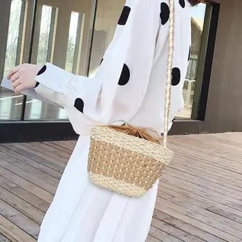 

Summer Beach Straw Bag Knitting Female Shoulder Handbag Straw Weaving Crossbody Bags for Women