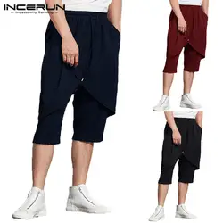 Мода Хип-хоп юбка брюки большой плотная Для мужчин брюки шнурок до середины икры Длина спортивные штаны тренажерные залы свободные Фитнес