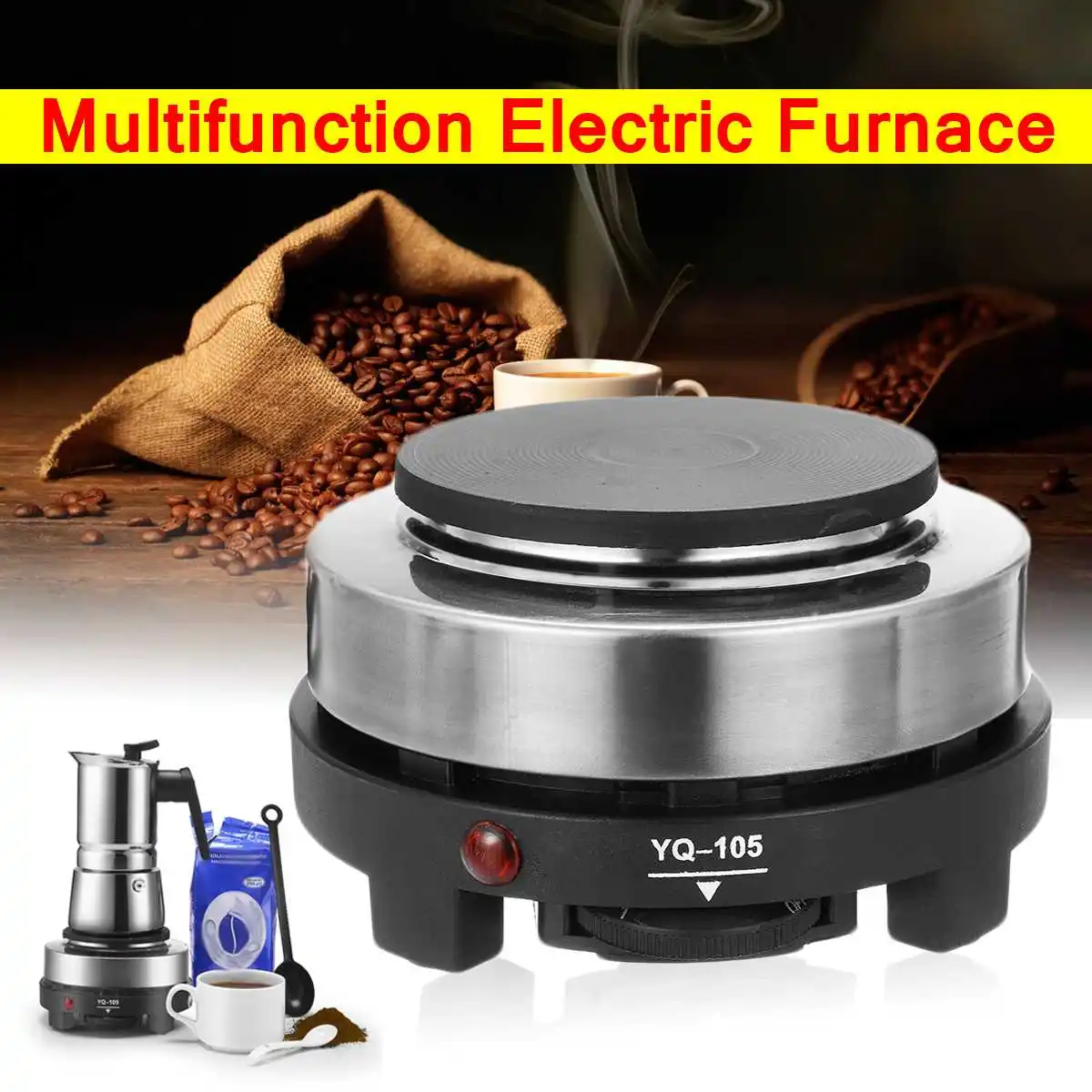 

Multifunctional Electric Heating Plate Furnace Cooking Coffee Heater Mini Stove 220-240V 500W EU Plug Power Saving Portable LED