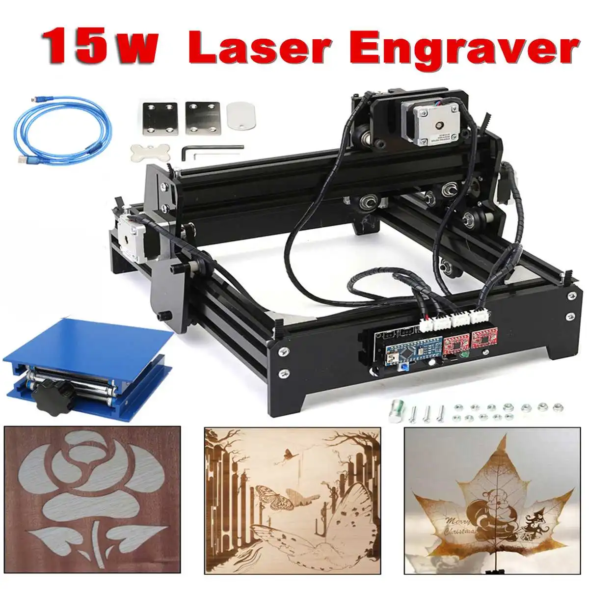 

15W Laser AS-5 USB Desktop 15000mW CNC Laser Engraver DIY Marking Machine For Metal Stone Wood Engraving Area 14 x 20cm