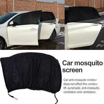 

2PCS Car Side Window Sunshade Car Anti-Mosquito Screen Black Yarn Curtain Anti Window Covers