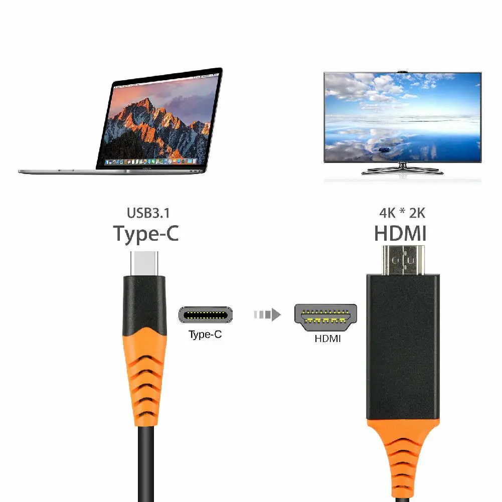 USB C Тип с разъемами типа и 4K HDMI HD ТВ кабель адаптером для samsung S9 S10 Note 9 MacBook LG G5