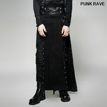 Готический лето осень Повседневный свободный тип мужская хлопковая юбка Винтаж личность улица черные брюки с карманами Панк рейв Q-298