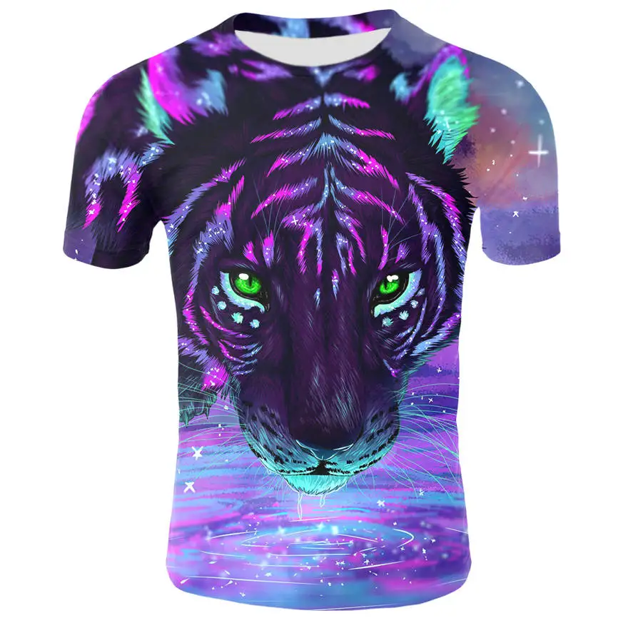 Tiger T shirt Animal 3d T-shirt Punk Print Shirts Gothic Plus Size Mens Clothing Funny Tshirt Men Short Sleeve Big Slim