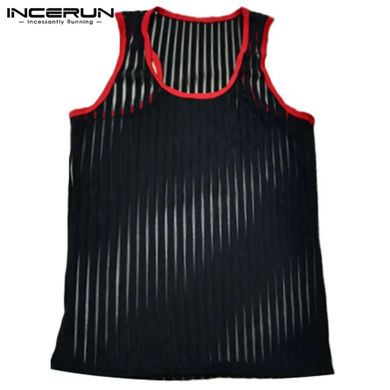 INCERUN платье из тюля без рукавов мужские майки прозрачные дышащие прозрачные сексуальный топ топы Мышцы модная обувь для ночного клуба; модные вечерние мужские жилеты