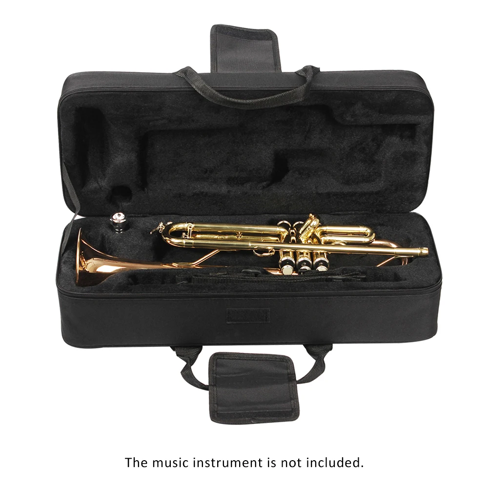 

600D Water-resistant Trumpet Gig Bag Box Backpack Oxford Cloth for with Adjustable Dual Shoulder Strap Pocket Foam Cotton Padded