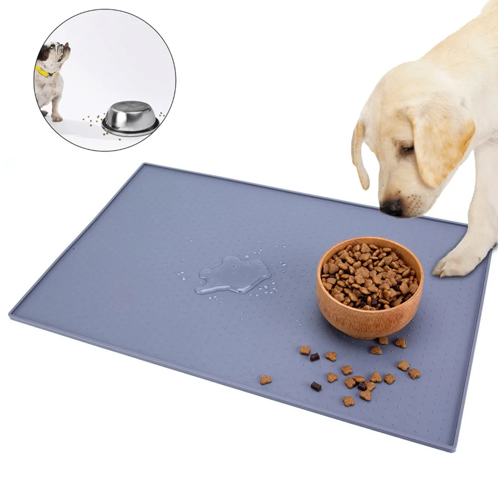 

Dogs Cats Bowl Anti-slip Feeding Placemat Food Pad Drinking Pet Mat Waterproof Silicone