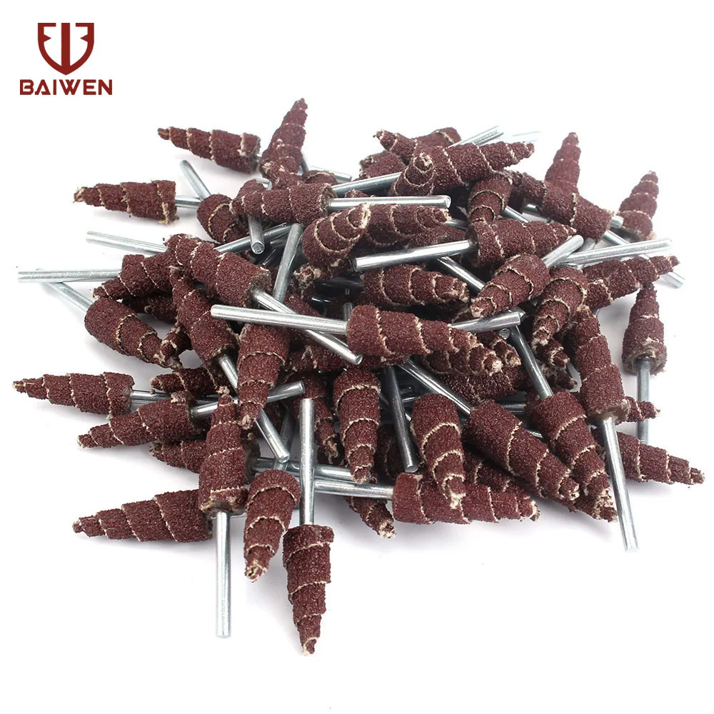 10/20/50 Pcs 10 Millimetri Testa Di Rettifica Carta Vetrata Lembo Cono Dremel Accessorie Rotary Tool 80-320 Grit