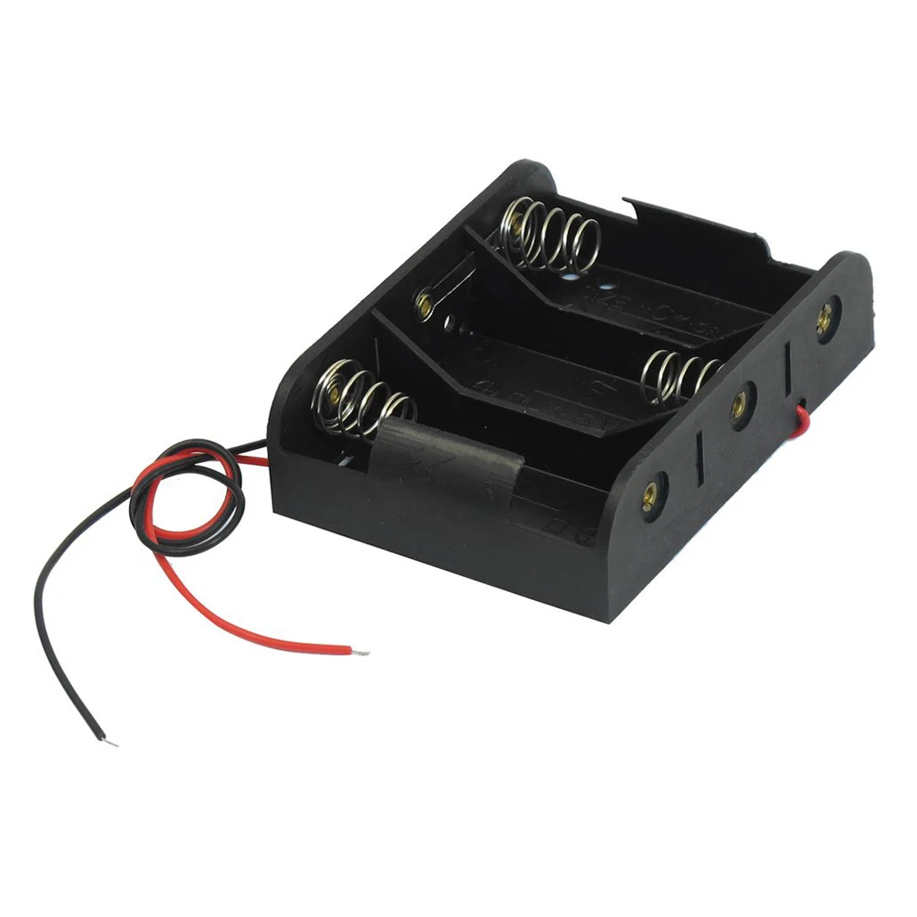 

7.9" Wire Leads Black 3 x 1.5V C Battery Batteries Holder Case