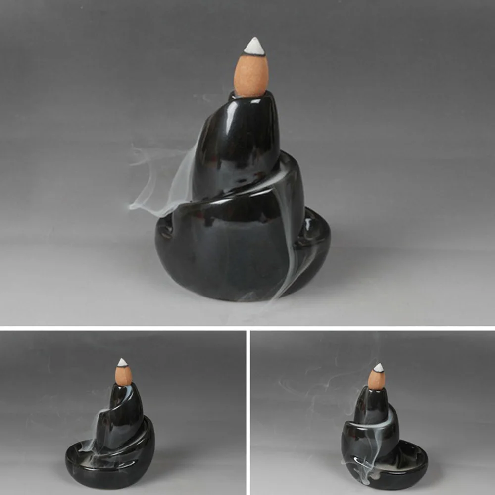 

Ceramic Smoke Spiral Waterfall Backflow Incense Burner Censer+10x Cone Incenses