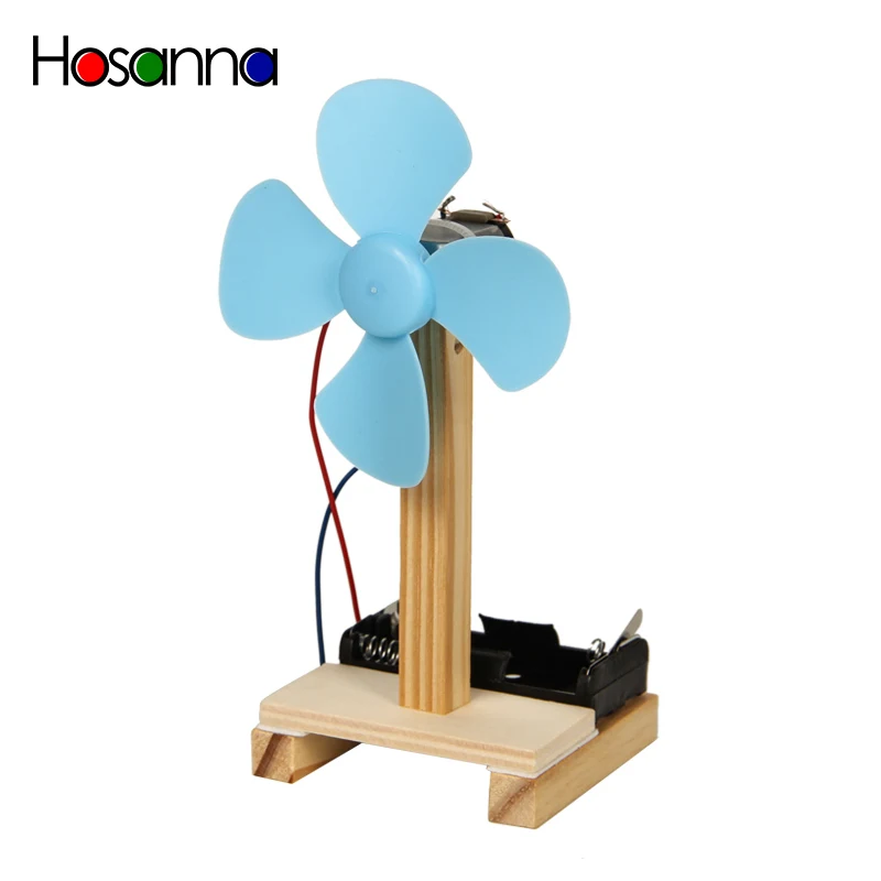 Best  Kids STEM Science Toys Mini Electric Fan DIY Model Kit Wooden Primary Students Learning Physics Edu