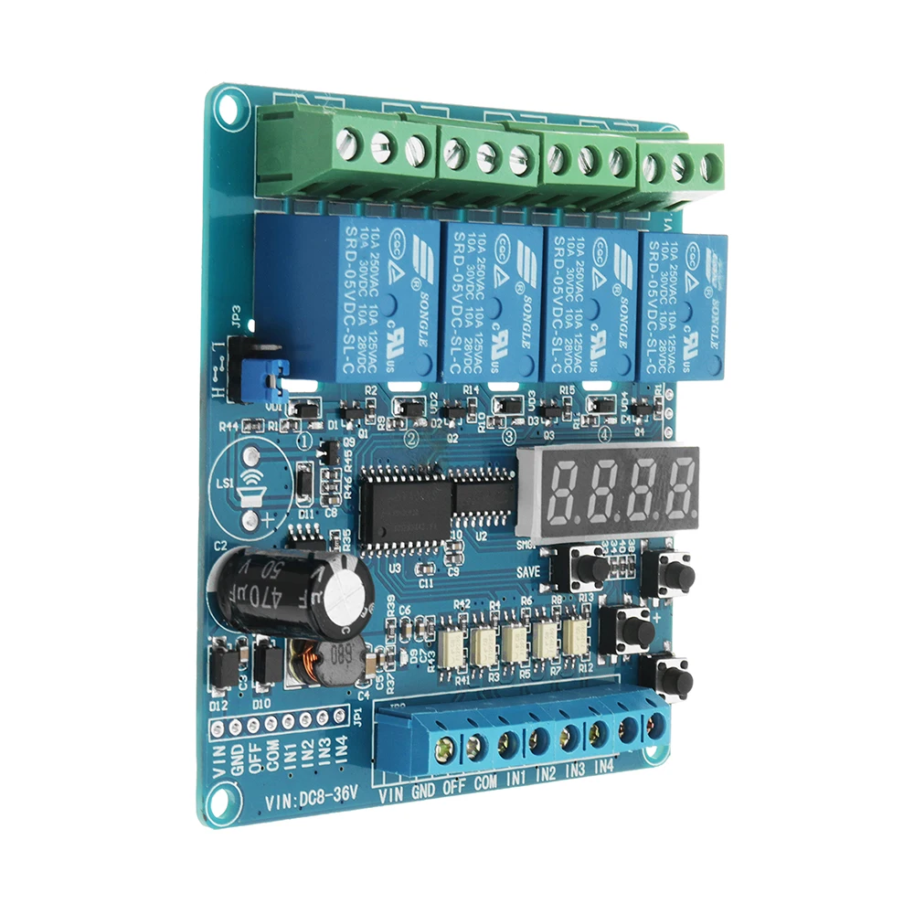 

Industrial Grade DC 8V To 36V 4 Channel Multi-function Relay Module Wide Voltage Supply Module