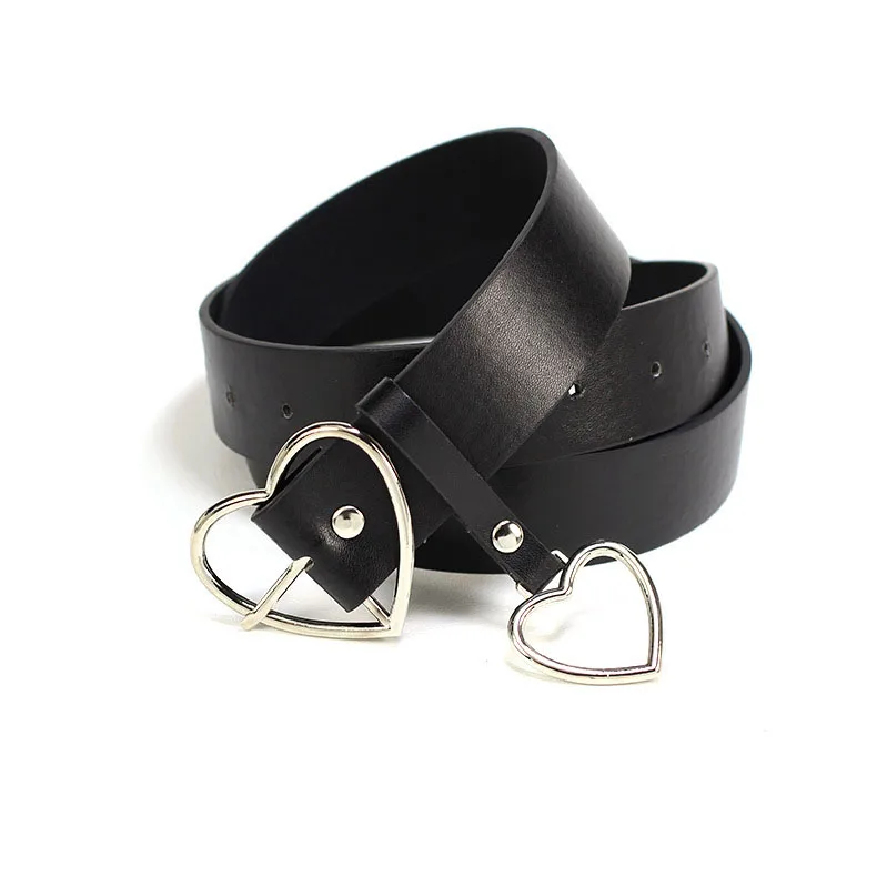 

2019 Gold Silver Color Metal Heart Pin Buckle Belts for Women Black PU Leather Casual Wide Corset Belt Female Jeans Waistband