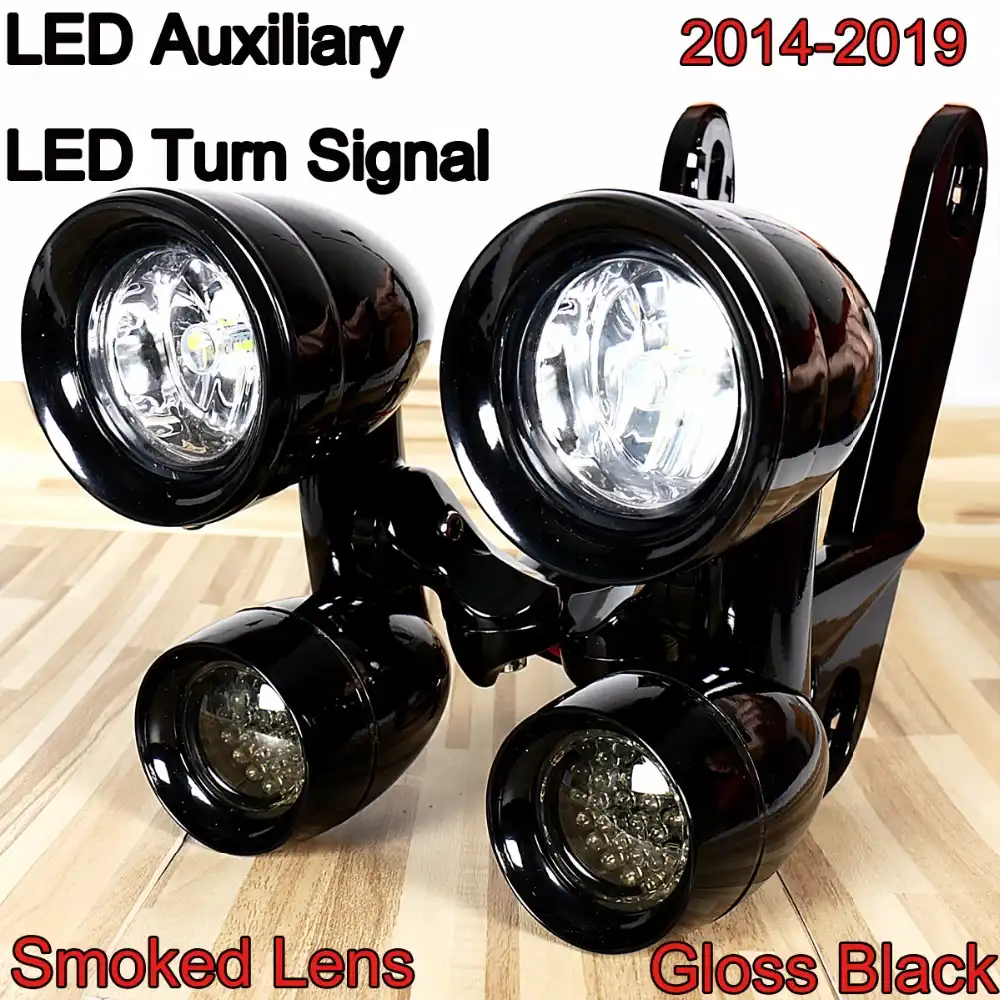 Gloss Black Fairing Mounted Driving Lights Smoked Turn Signals For