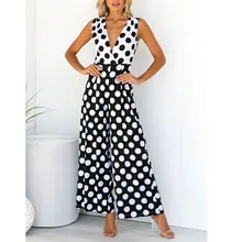 Sexy Polka Dot Printed Jumpsuit Elegant V-Neck Wide Leg Pants Romper Loose Long Jumpsuit Casual High Waist Sleeveless Overalls Sexy Polka Dot Printed Jumpsuit Elegant V-Neck Wide Leg Pants Romper Loose Long Jumpsuit Casual High Waist Sleeveless Overalls