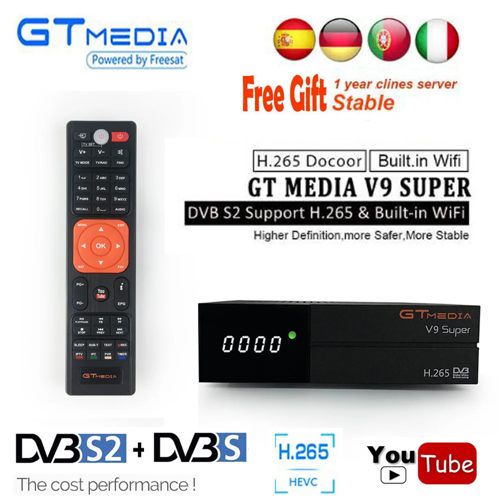 Digital Tv Box DVB-S2//S Receptor Wifi Cline Satellite Receiver GTMedia V9 Super
