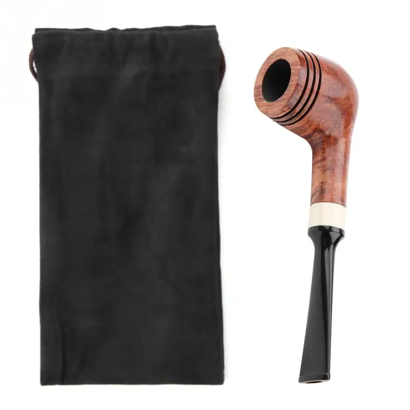 

Home sale 3-Ring Wood Smoking Set Ebony Bruyere Straight Stem Tobacco Pipe Portable Smoking Cigarette with Filter