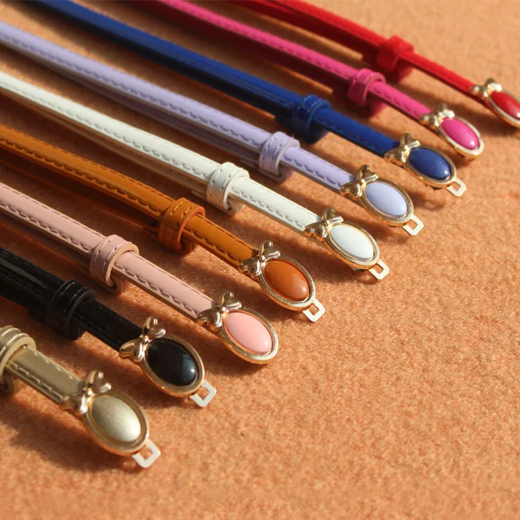 

Fashion Lady Girl Colorful Right Clasp Simple Solid Waist Belt Clothing Accessories Candy Color Skinny Thin Narrow Waistband