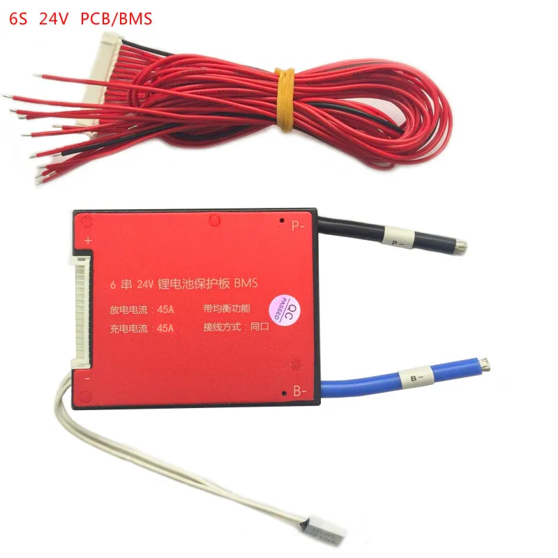 BMS 6 S 15A 25A 35A 45A 24 в PCM/PCB/BMS отдельный порт/Общий порт для LiNCM аккумулятор 18650 литий