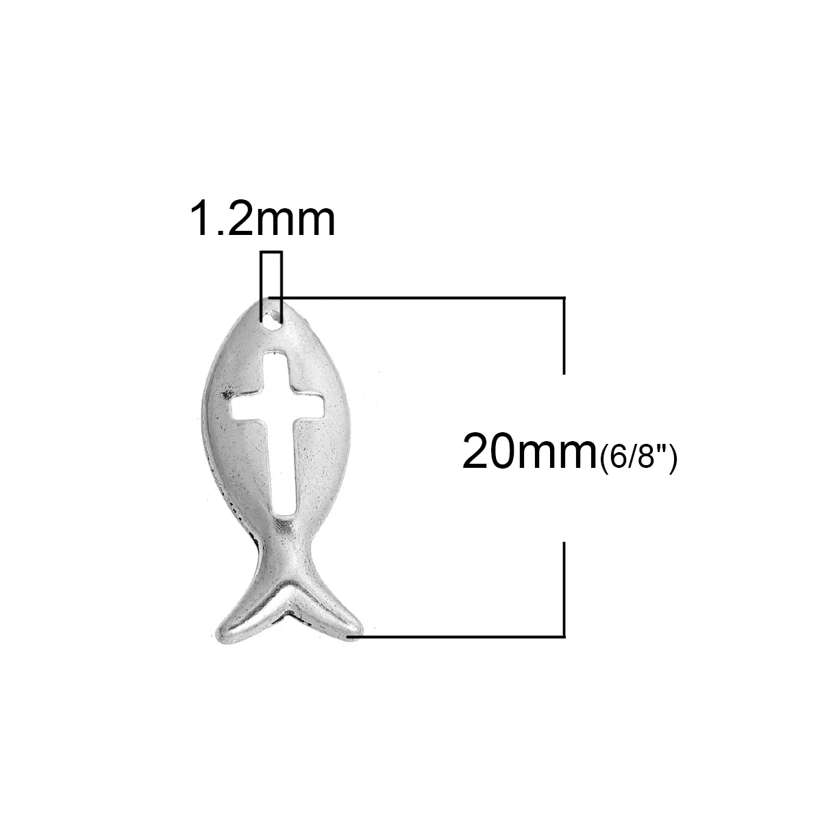 DoreenBeads 50 серебряных цветов подвески в виде крестов и рыбы 20х9 мм (B12172) yiwu|pendants