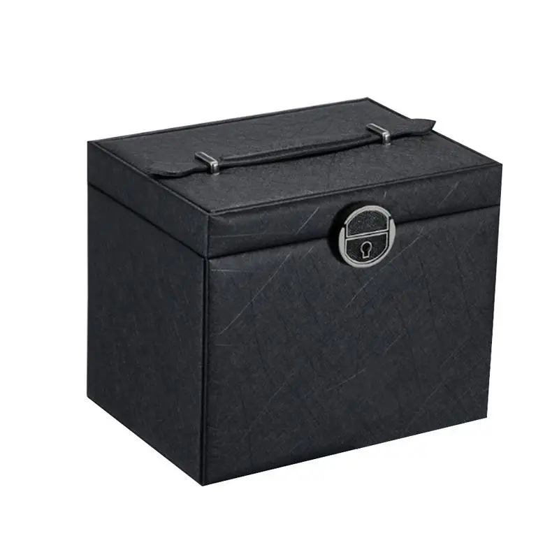 Caja de almacenamiento de joyería de gran capacidad de 5 capas de cuero multifuncional cosméticos mujeres joyería anillo collar pendiente caja de almacenamiento - 3