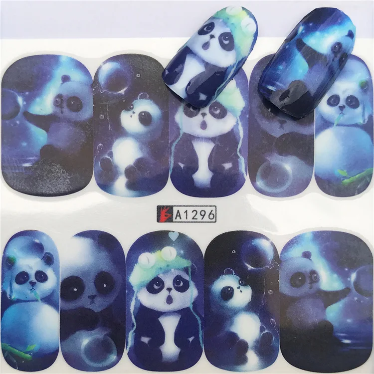 

Nail sticker art decoration slider Children Panda adhesive Water decals manicure lacquer accessoires polish foil tools