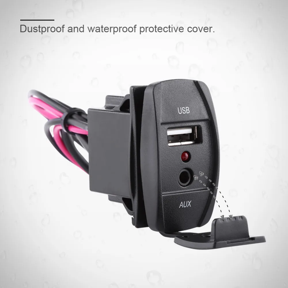 

12-24V Car Boat Dash Flush Mount USB 3.5mm AUX Headphone Male Extension Cable Mounting Adapter Panel Input For Ship Yacht RV New