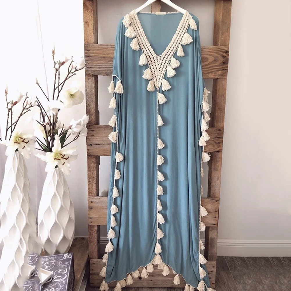 Женское Макси платье большого размера Boho летнее пляжное повседневное длинное с v