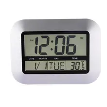 ЖК-цифровой настенные часы мульти-функциональный термометр электронный комнатный измеритель температуры календарь самонастройка Atomic Time and Date